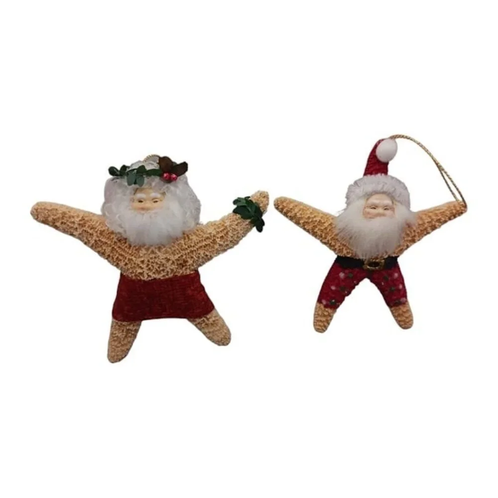 Santa starfish set of 2 ornaments